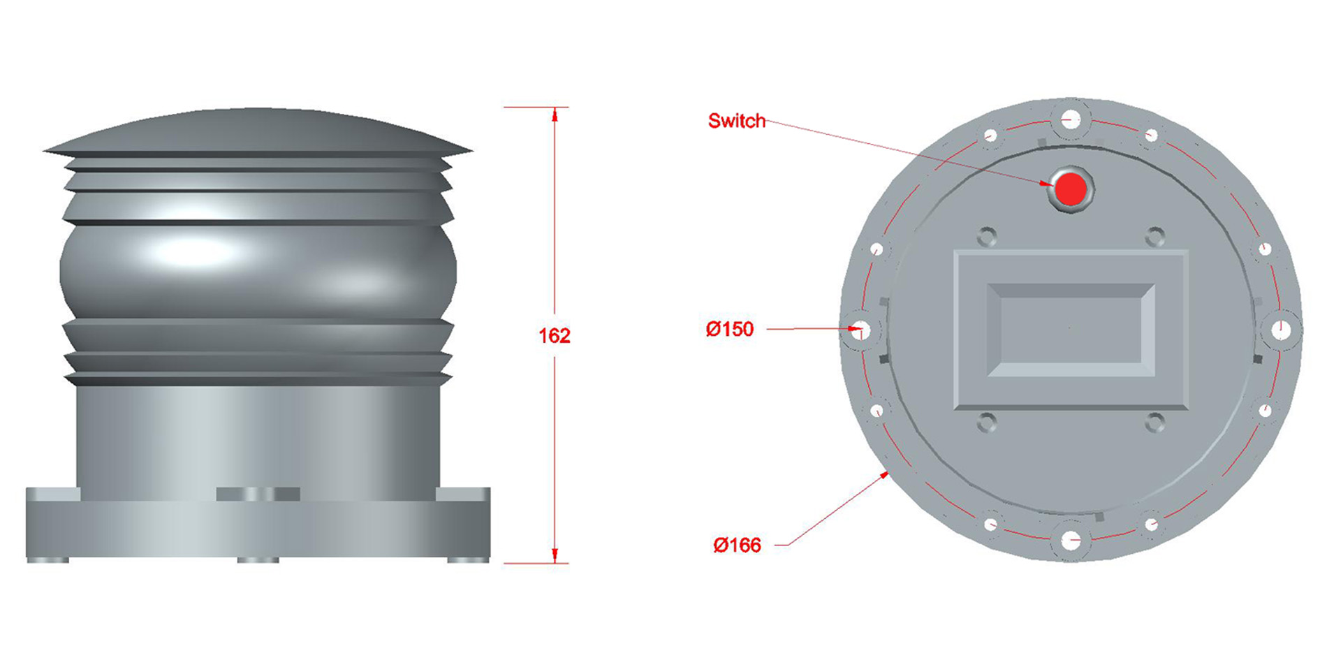 DWS305/3NM direct installation dimension drawing