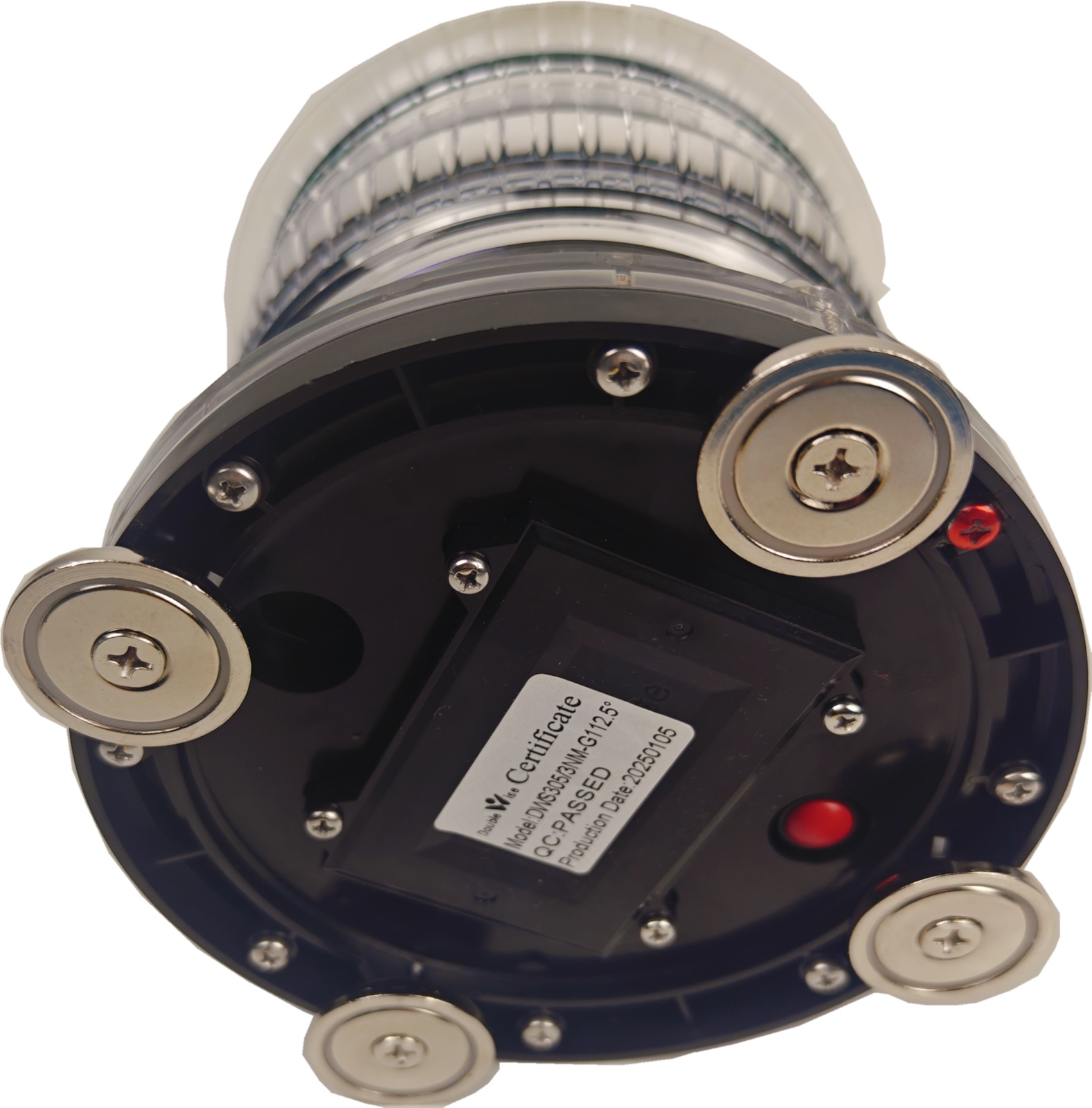 DWS305/MF underside showing the red SOS activation button