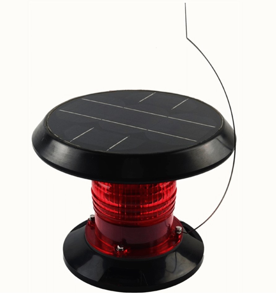 Solar LED Marine Buoy Light DWS703 with round solar panel top and red lens